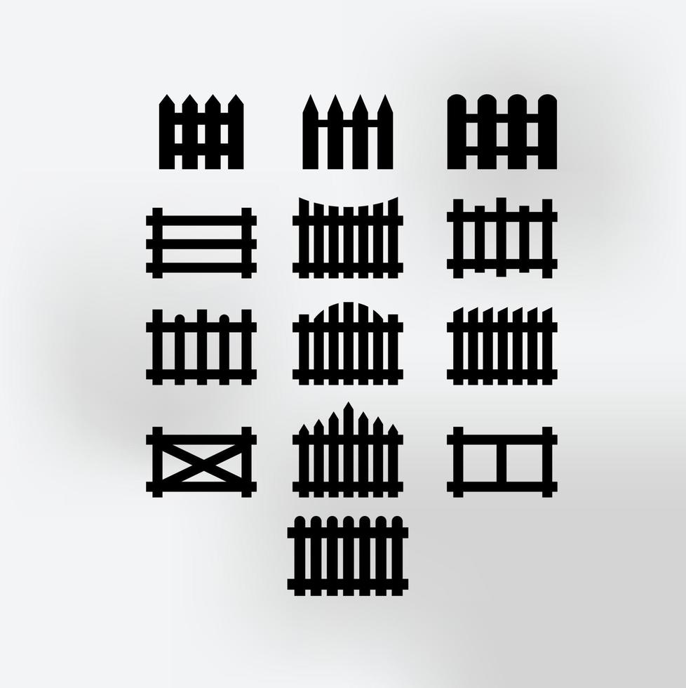 différents types de vecteurs de portes de palissade en bois en couleur noire vecteur