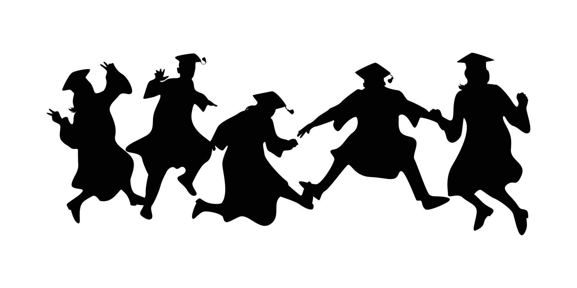 silhouette de célébration de remise des diplômes. formation de diplômé en éducation. bonne cérémonie académique. vecteur