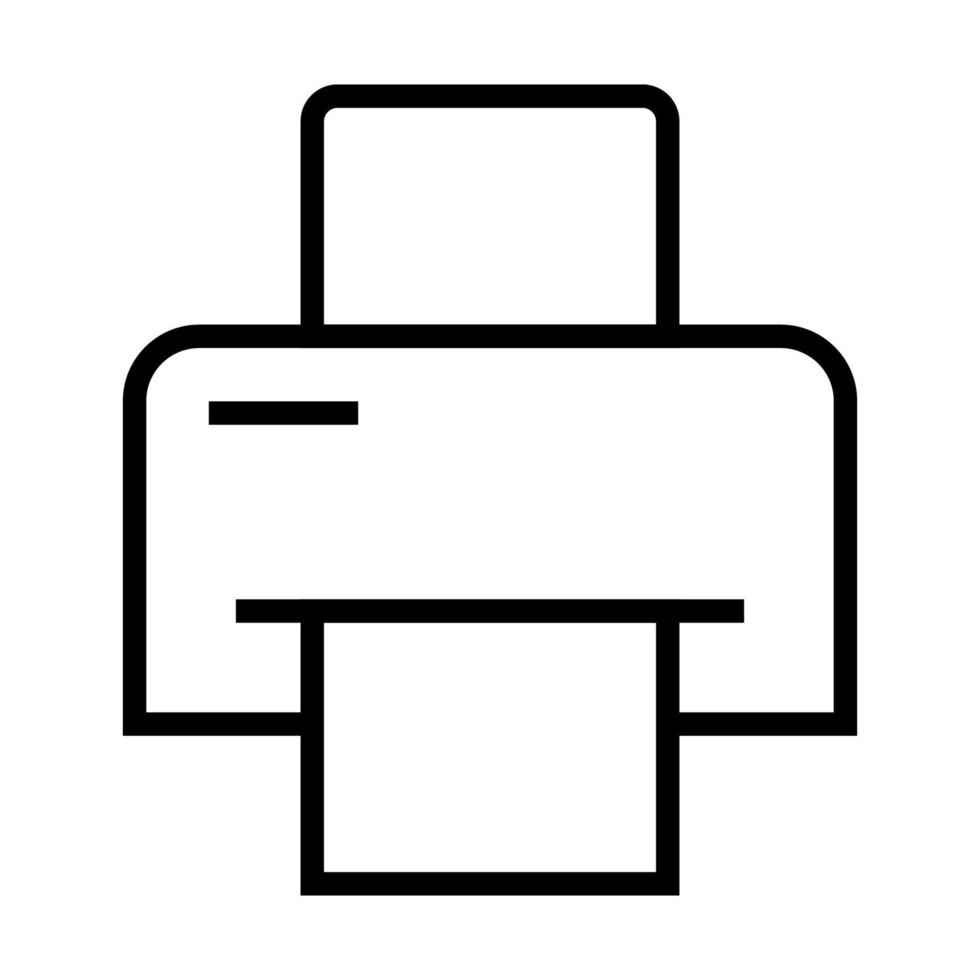 ligne d'icône d'imprimante isolée sur fond blanc. icône noire plate mince sur le style de contour moderne. symbole linéaire et trait modifiable. illustration vectorielle de trait parfait simple et pixel vecteur