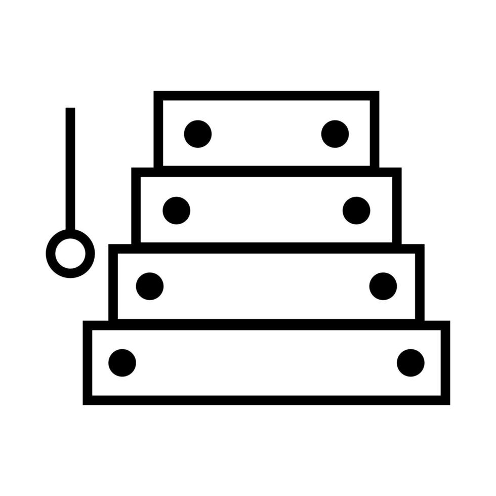 ligne d'icône de xylophone isolée sur fond blanc. icône noire plate mince sur le style de contour moderne. symbole linéaire et trait modifiable. illustration vectorielle de trait parfait simple et pixel vecteur