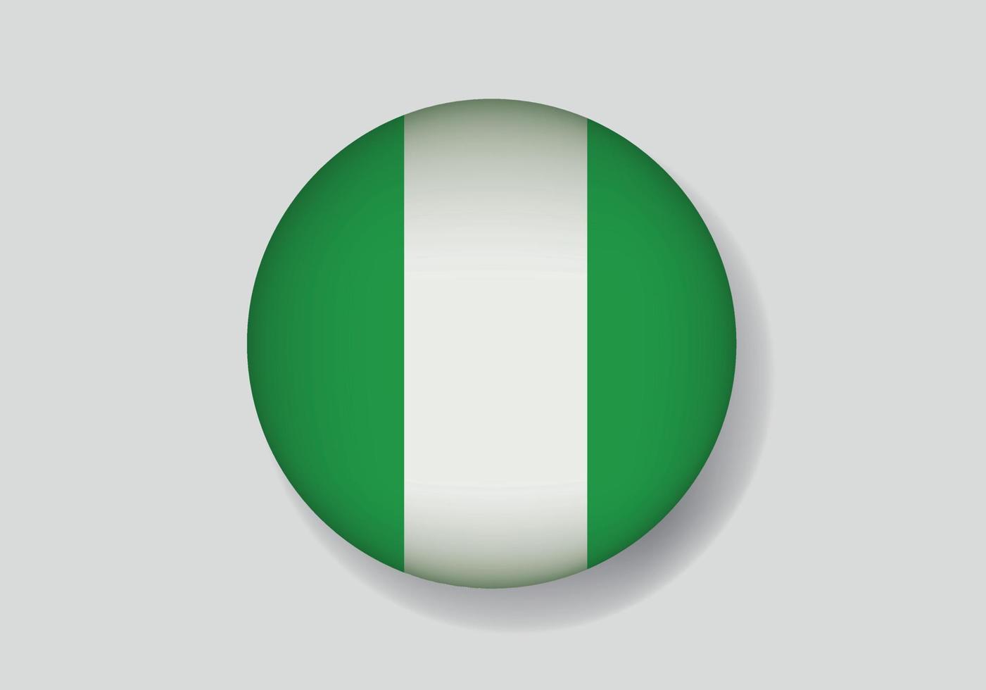 drapeau du nigeria sous forme d'icône brillante ronde. bouton avec le drapeau nigérian vecteur