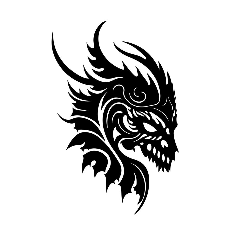 portrait de dragon abstrait et ornemental. image vectorielle pour tatouage, logo, emblème, broderie, découpe laser, sublimation. vecteur