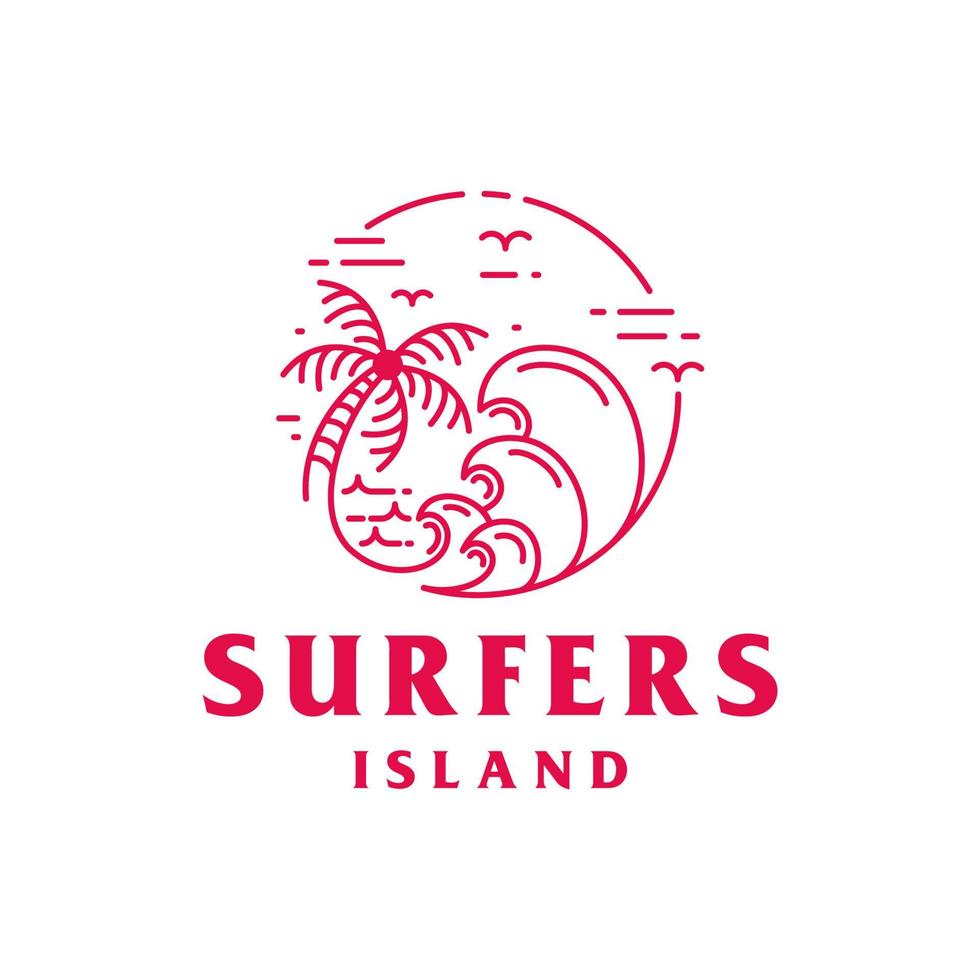 palmier de l'île au trésor avec emblème du logo du phare. aventure en plein air insigne timbre illustration de conception vectorielle vecteur