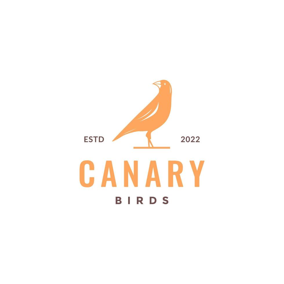 canari oiseau chanteur ailes longues queues isolé hipster couleur logo design vecteur icône illustration modèle