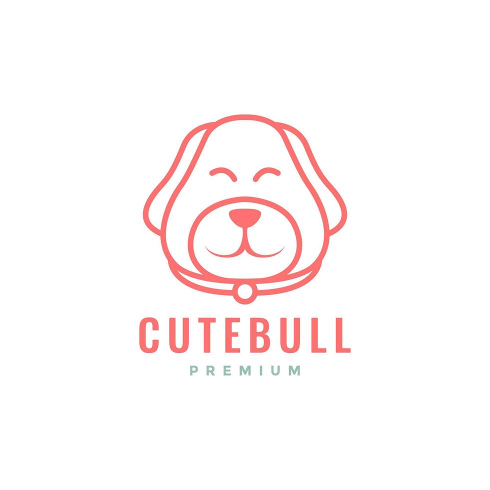 portrait chien chiot labrador retriever mignon dessin animé sourire heureux lignes art minimal logo design vecteur icône illustration modèle