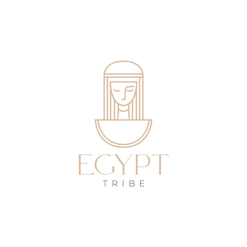 beauté ancienne femmes egypte ligne minimale logo design vecteur icône illustration modèle