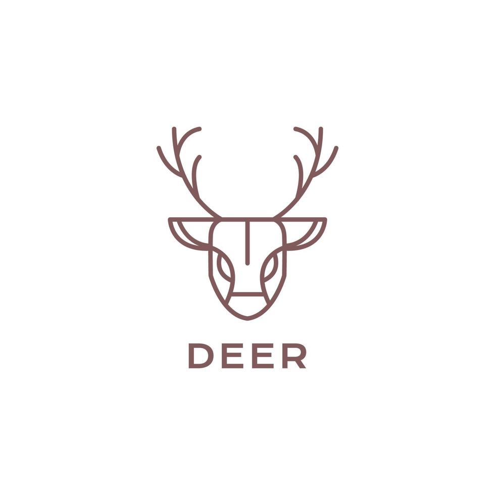 tête de cerf longue corne forêt savane ligne géométrique minimal logo design vecteur icône illustration modèle