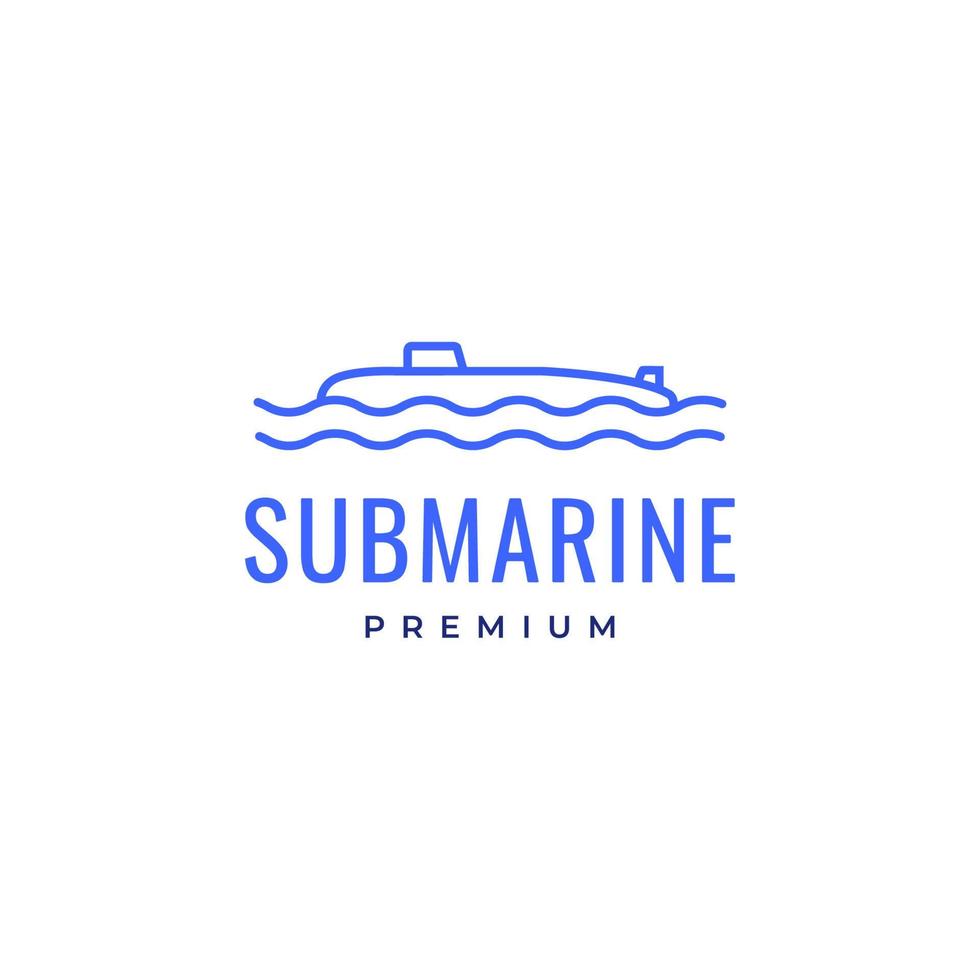 navire sous-marin sous l'eau océan dessin au trait logo design vecteur icône illustration modèle