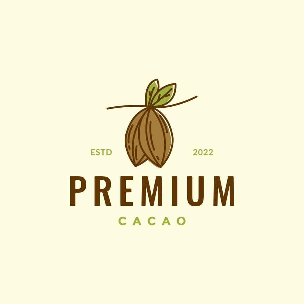 cacao graine chocolat nourriture doux plante arbre frais logo design vecteur icône illustration modèle