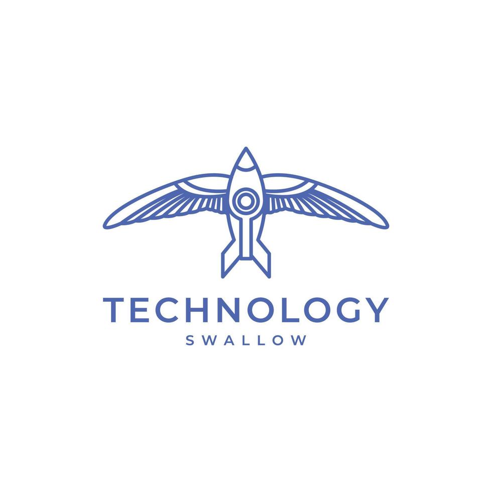voler hirondelle oiseau ailes liberté technologie fusée logo conception vecteur icône illustration modèle