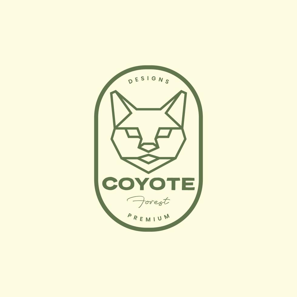 tête coyote chien forêt bête polygone lignes vintage logo design vecteur icône illustration modèle