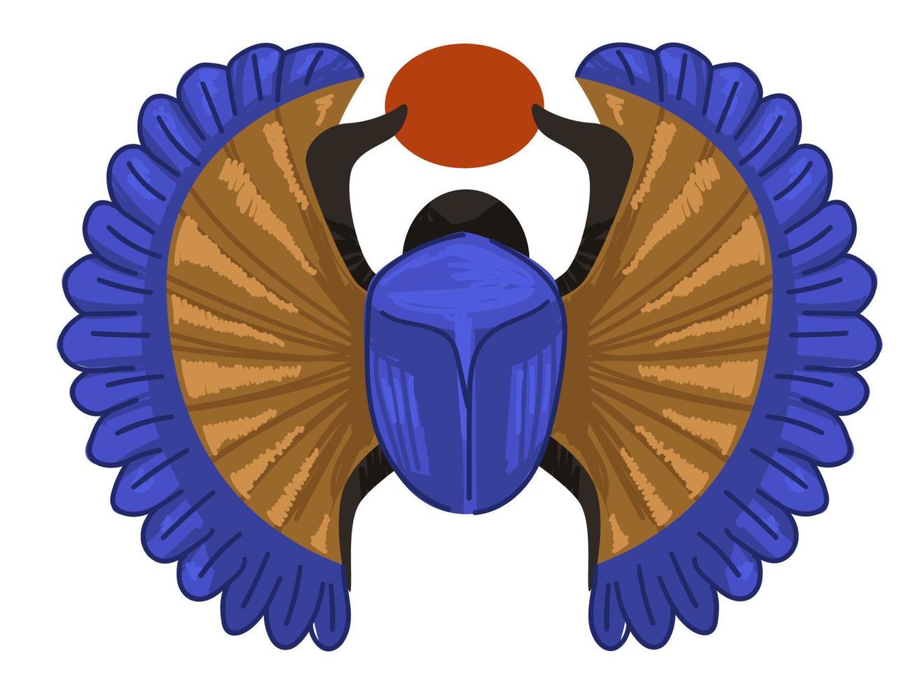 egypte ancienne, scarabée avec symbole de soleil vecteur