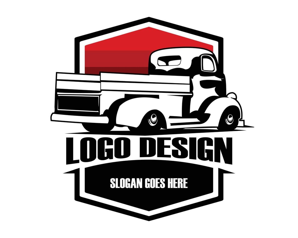 Silhouette de logo de camion chevy coe des années 1940. conception de vecteur haut de gamme. fond blanc isolé montrant par derrière. idéal pour l'industrie des badges, des emblèmes, des icônes et du camionnage. disponible eps 10.