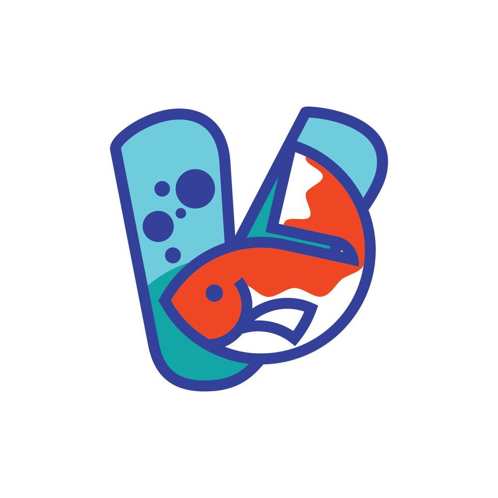 alphabet v poisson logo vecteur