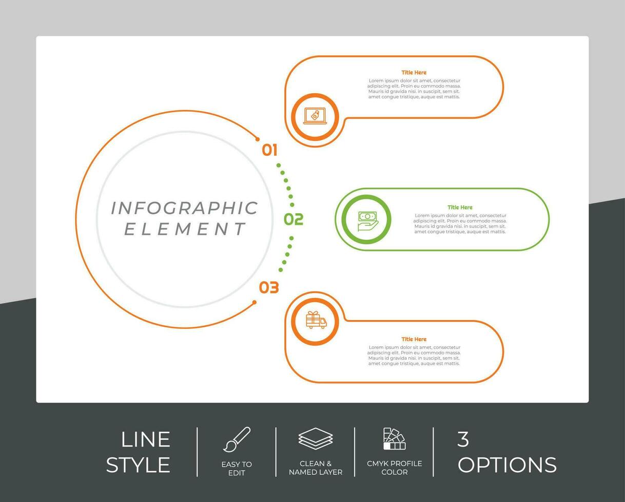 conception vectorielle infographique de flux de travail avec 3 étapes et design moderne. l'infographie d'étape peut être utilisée pour la présentation, le rapport annuel et les objectifs commerciaux. vecteur