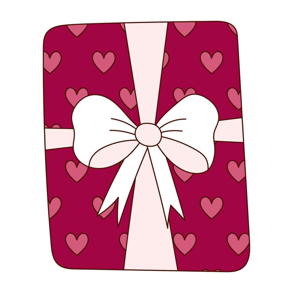 coffret cadeau dessiné à la main pour la saint valentin. éléments de conception pour affiches, cartes de voeux, bannières et invitations. vecteur