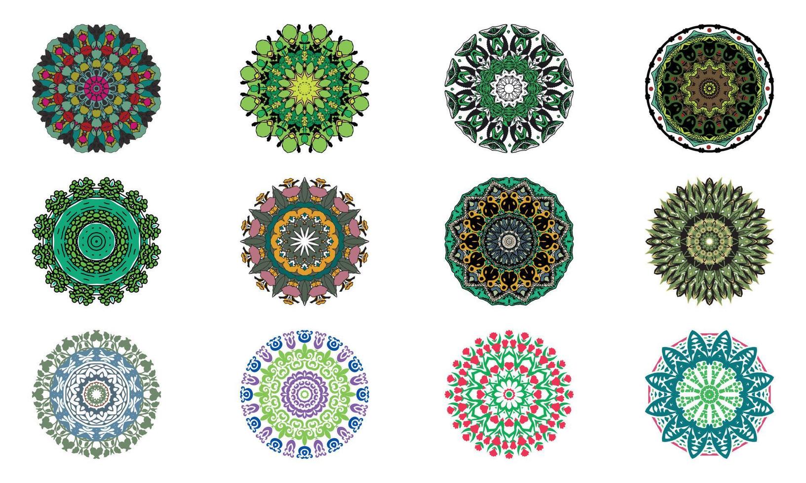 ensemble de mandala, ensemble de vecteurs de mandala, mandala vintage, ensemble mndala coloré, dessin au trait, mandala, fond de mandala de luxe, fond de mandala vecteur