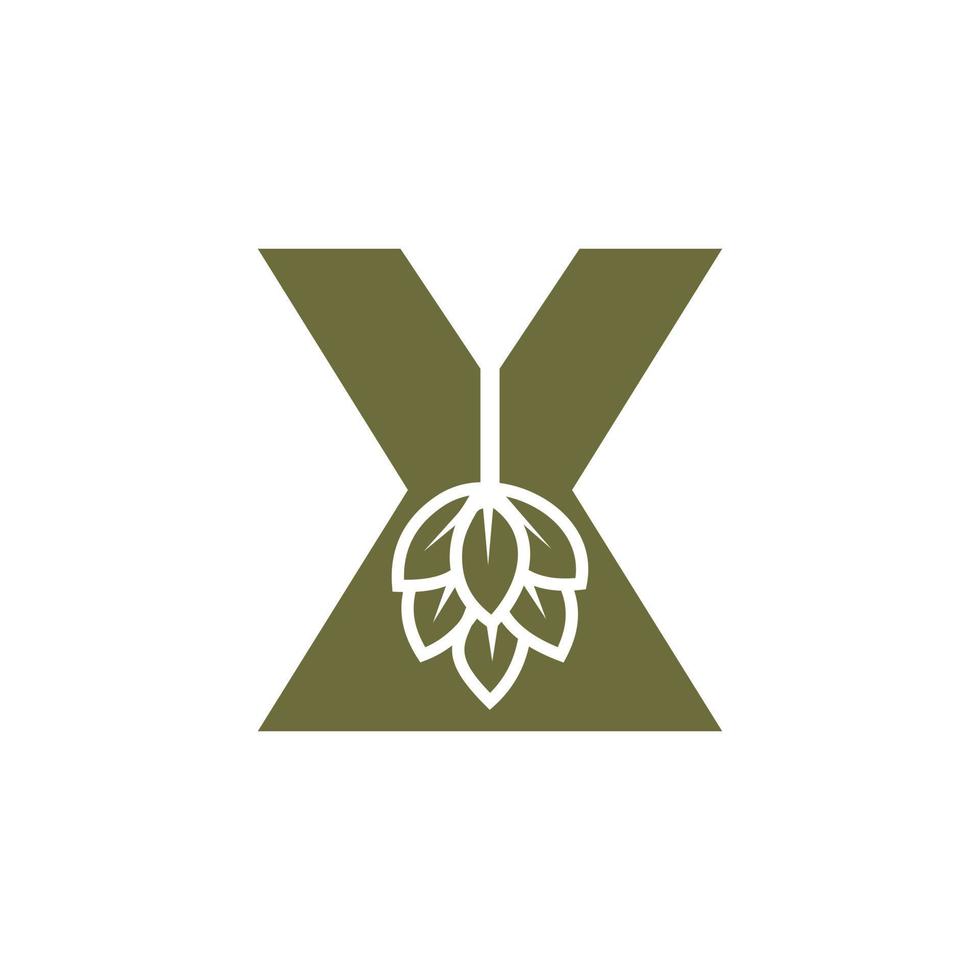 lettre initiale x logo de brassage avec modèle vectoriel d'icône de bière