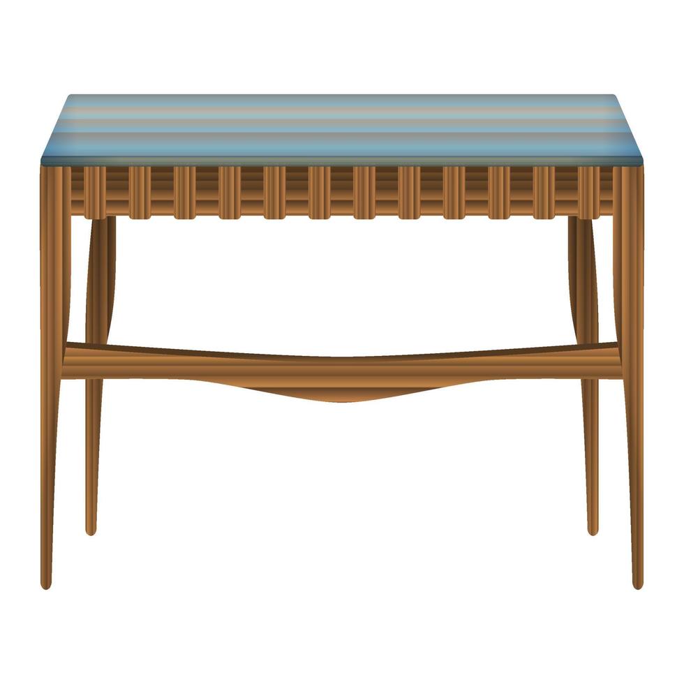 vue de dessus de table en bois pliante dans un style réaliste. dessus de table turquoise. conception de meubles en bois pour la maison. illustration vectorielle colorée sur fond blanc. vecteur