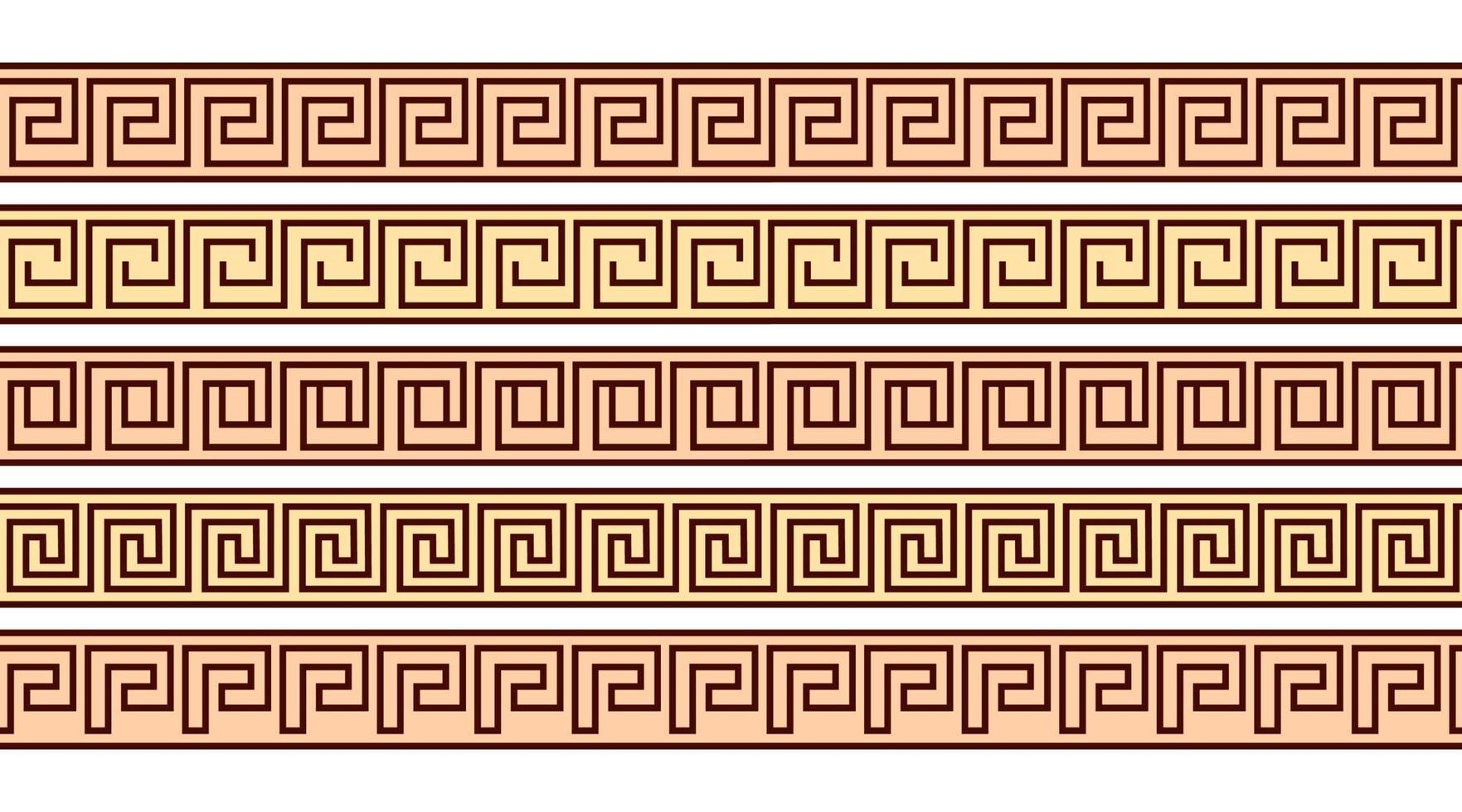 motifs de méandres sans soudure. meandros grecs, frette ou clé. ornements pour les frontières de style grec ancien. illustration vectorielle vecteur