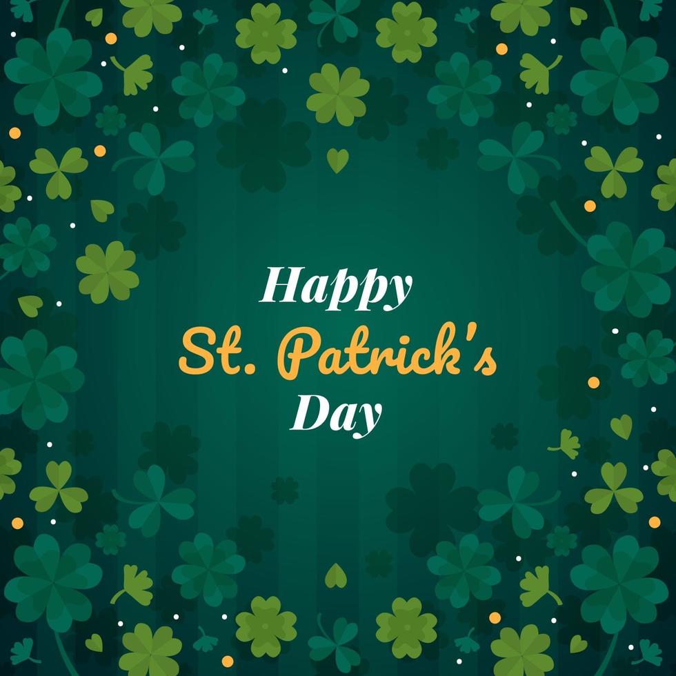 joyeux jour de la saint patrick fond feuilles de trèfle vecteur