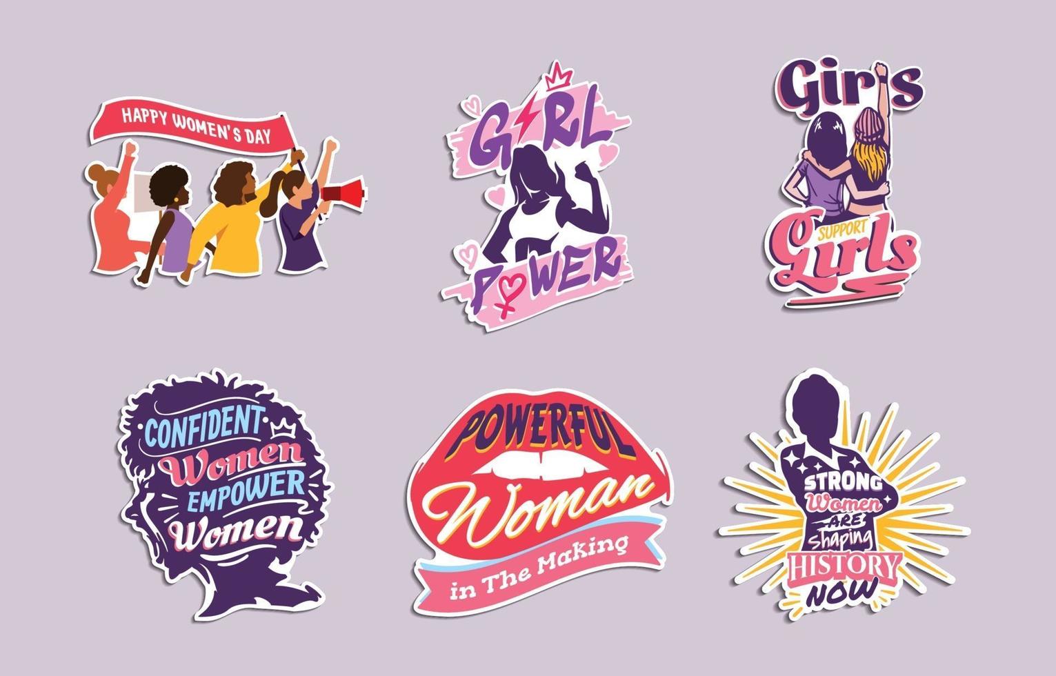 journée internationale de la femme stickers vecteur