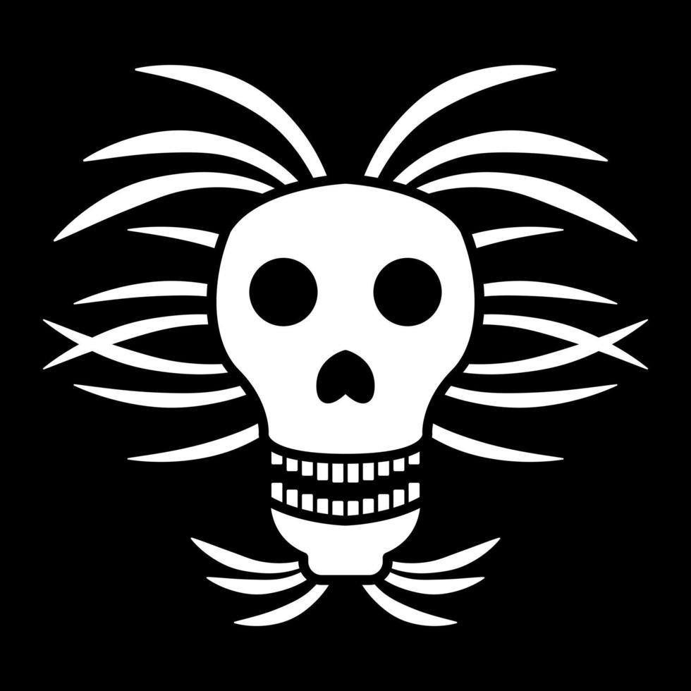 illustration du logo du visage du crâne sur fond noir vecteur