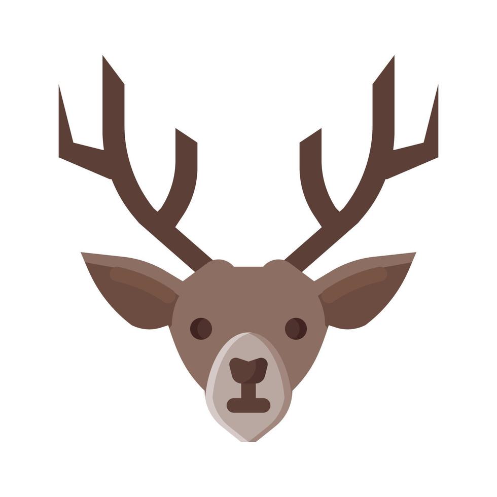 icône de renne dans le vecteur de style plat, icône de cerf, icône d'animal, animal d'hiver