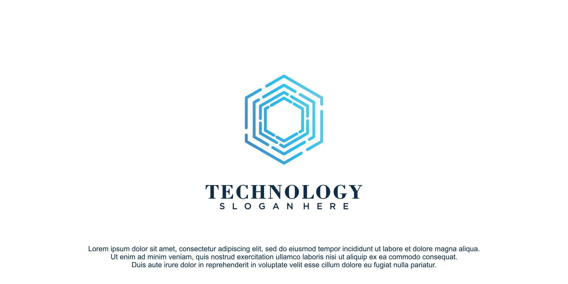 logo hexagonal avec illustration vectorielle d'icône de conception de concept technologique vecteur