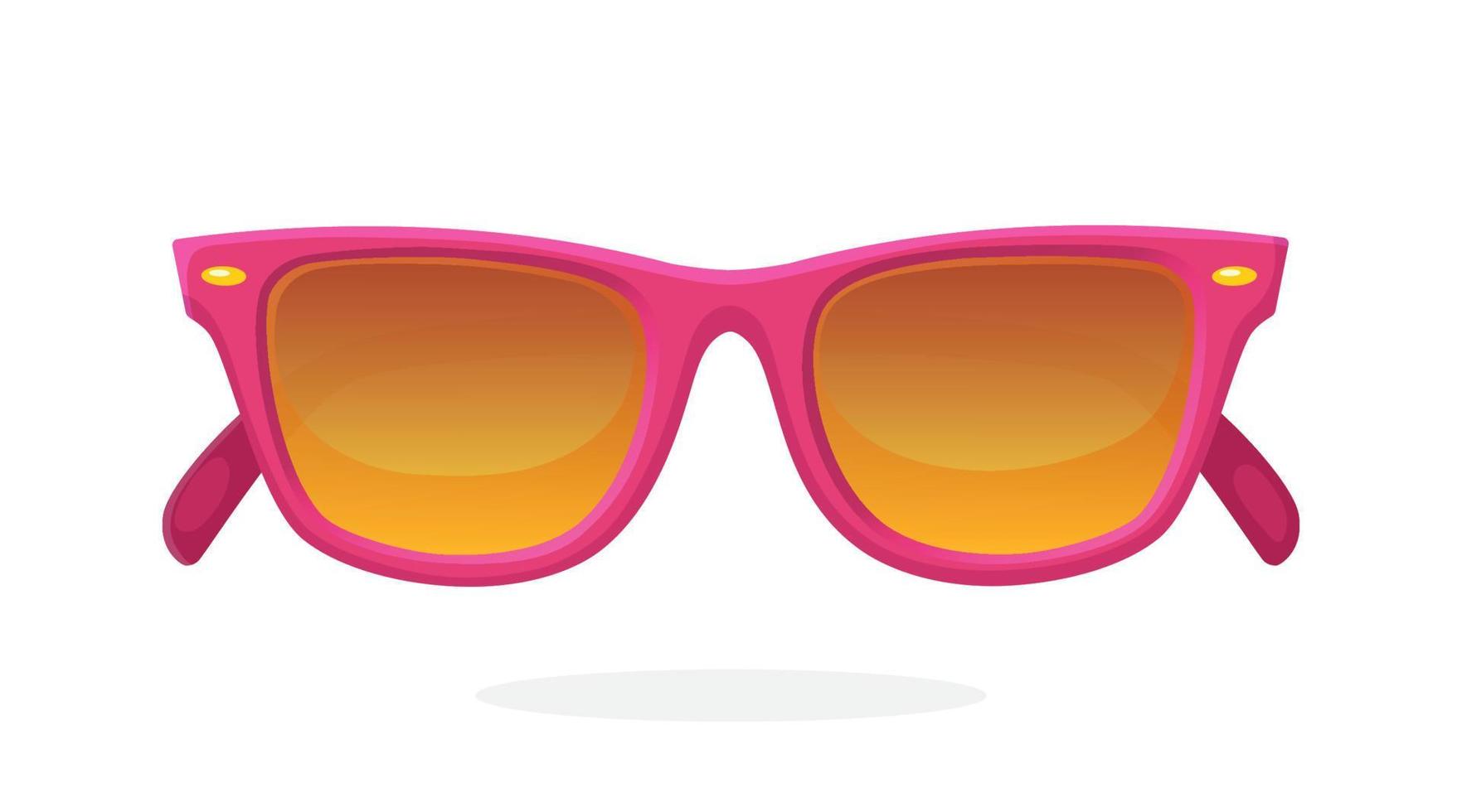 lunettes de soleil modernes avec monture en plastique rose et verres miroir. illustration vectorielle en style cartoon. accessoire d'été vecteur