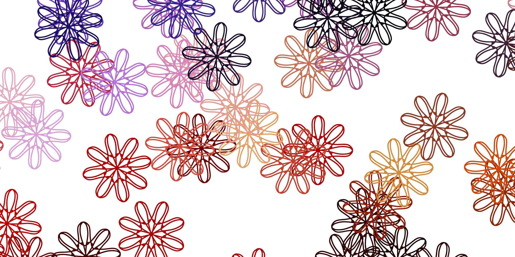 texture de doodle vecteur violet clair, rose avec des fleurs.