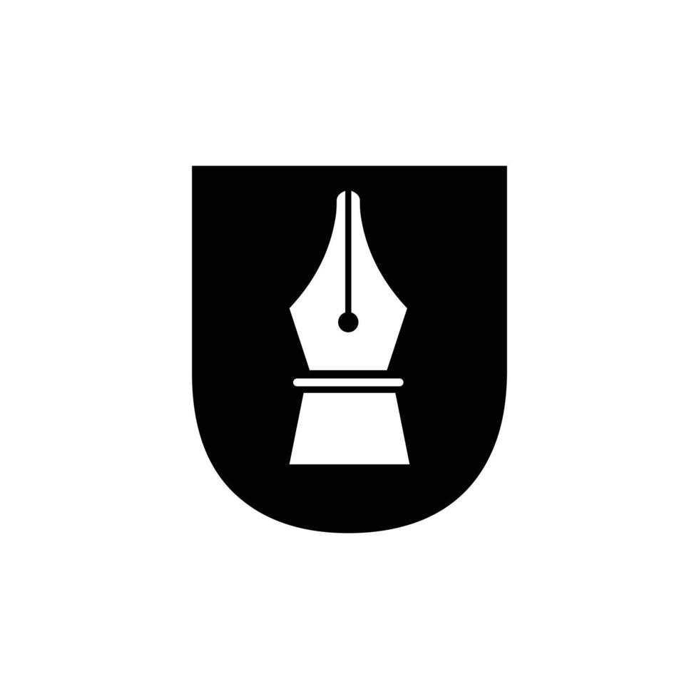 lettre initiale u icône de plume de stylo pour l'éducation logo et symbole de loi alphabet basé sur un modèle vectoriel