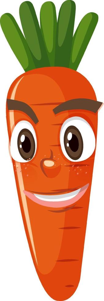 personnage de dessin animé de carotte avec expression faciale vecteur