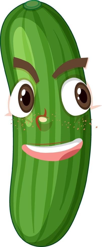 personnage de dessin animé de concombre avec expression faciale vecteur