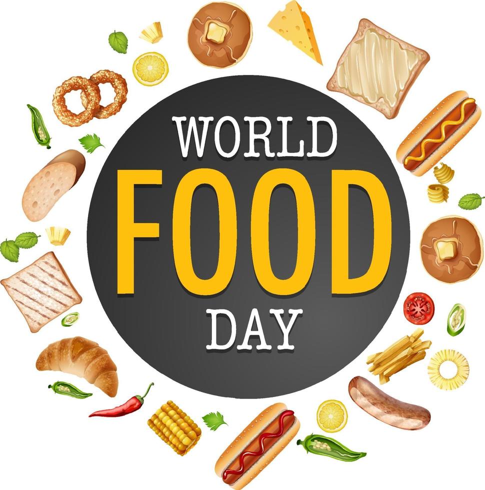 logo de la journée mondiale de l'alimentation avec le thème de la boulangerie vecteur