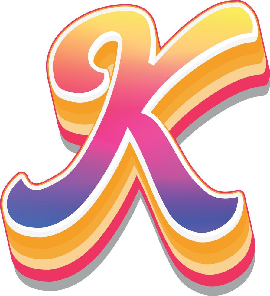 illustration 3d colorée de la lettre k vecteur