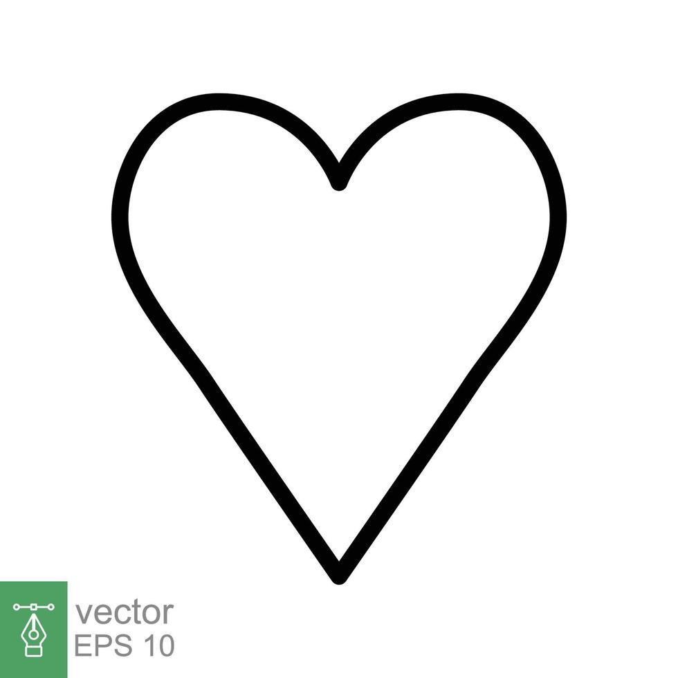 icône de coeur. style de contour simple. logo d'amour, sentiment, romance, décoration de désherbage, comme, concept d'émotion. symbole de ligne mince noire. conception d'illustration vectorielle isolée sur fond blanc. ep 10. vecteur