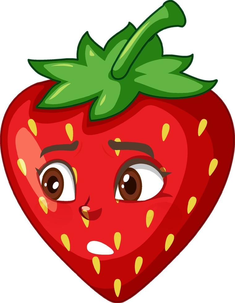 personnage de dessin animé de fraise avec expression faciale vecteur