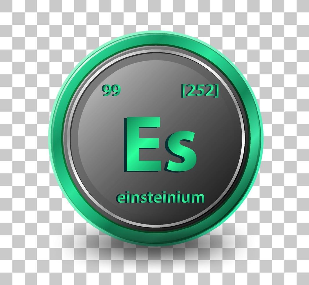 élément chimique einsteinium. symbole chimique avec numéro atomique et masse atomique. vecteur