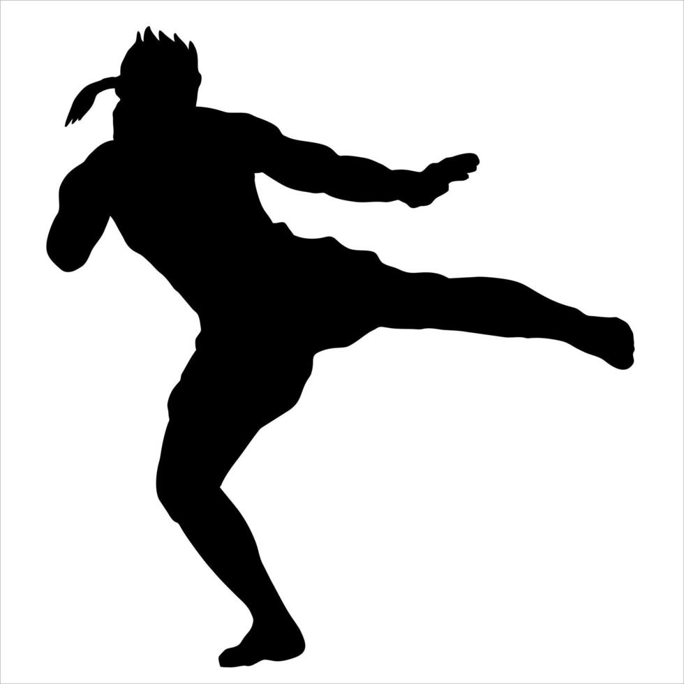 illustration de silhouette combattant silat karaté muaythai vecteur