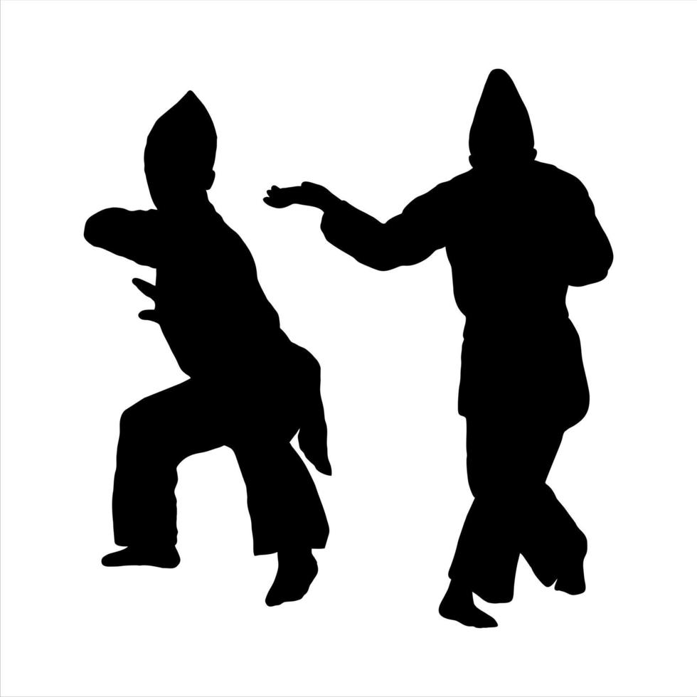 illustration de silhouette combattant silat karaté muaythai vecteur