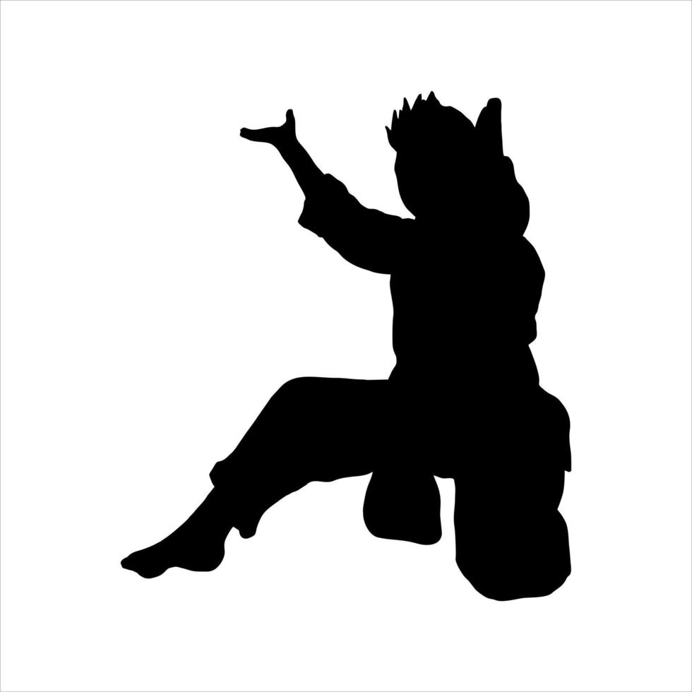 illustration de silhouette combattant silat karaté muaythai vecteur