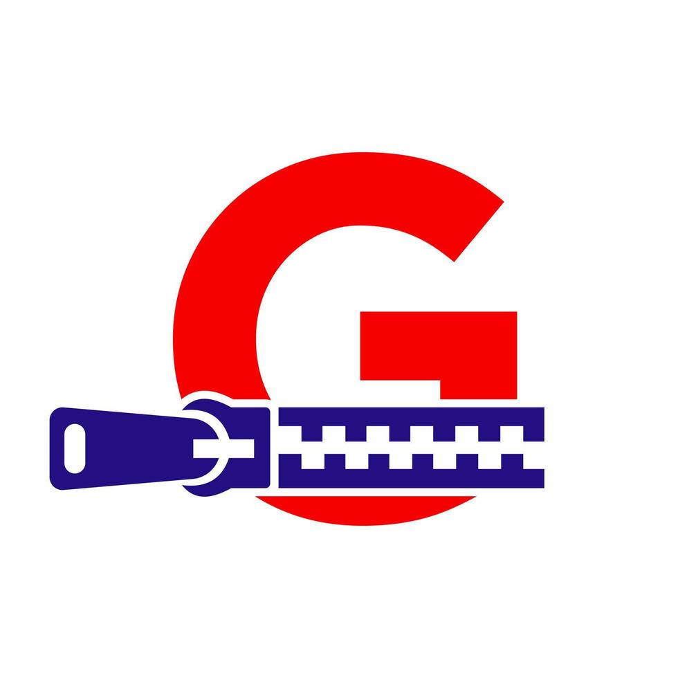 lettre initiale g logo à glissière pour le tissu de mode, la broderie et le modèle de vecteur d'identité de symbole textile