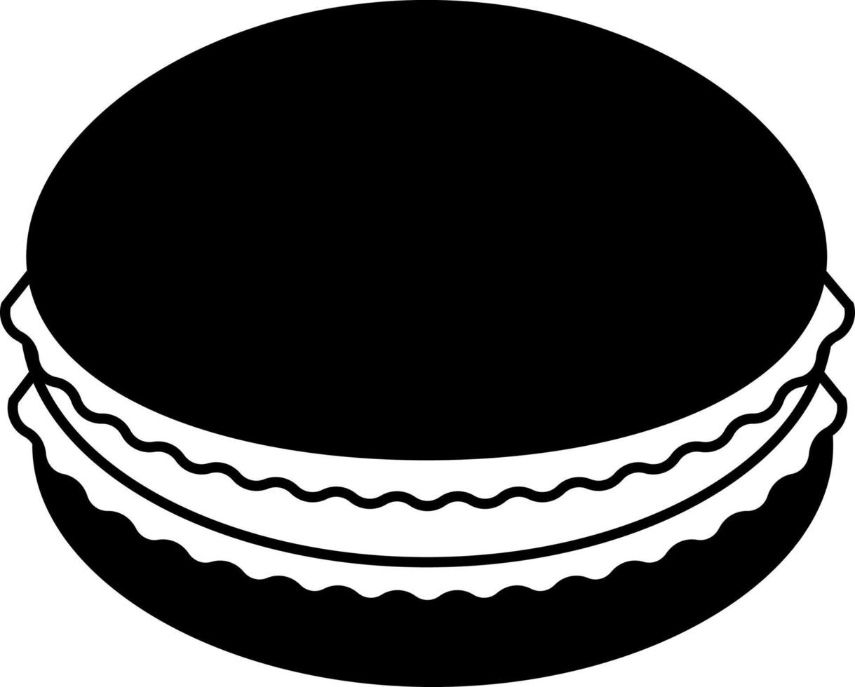 macaron dessert icône élément illustration semi-solide noir et blanc vecteur