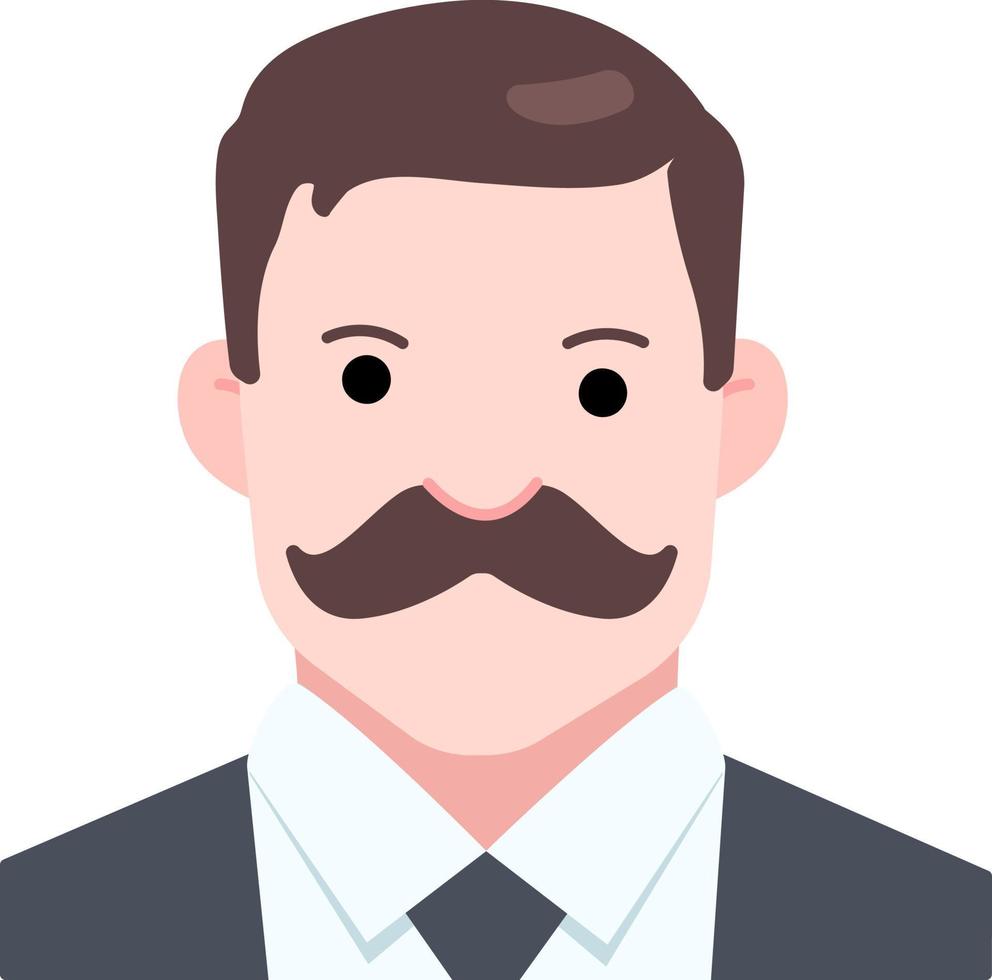 gentleman entreprise grand homme garçon avatar utilisateur personne moustache plat style vecteur