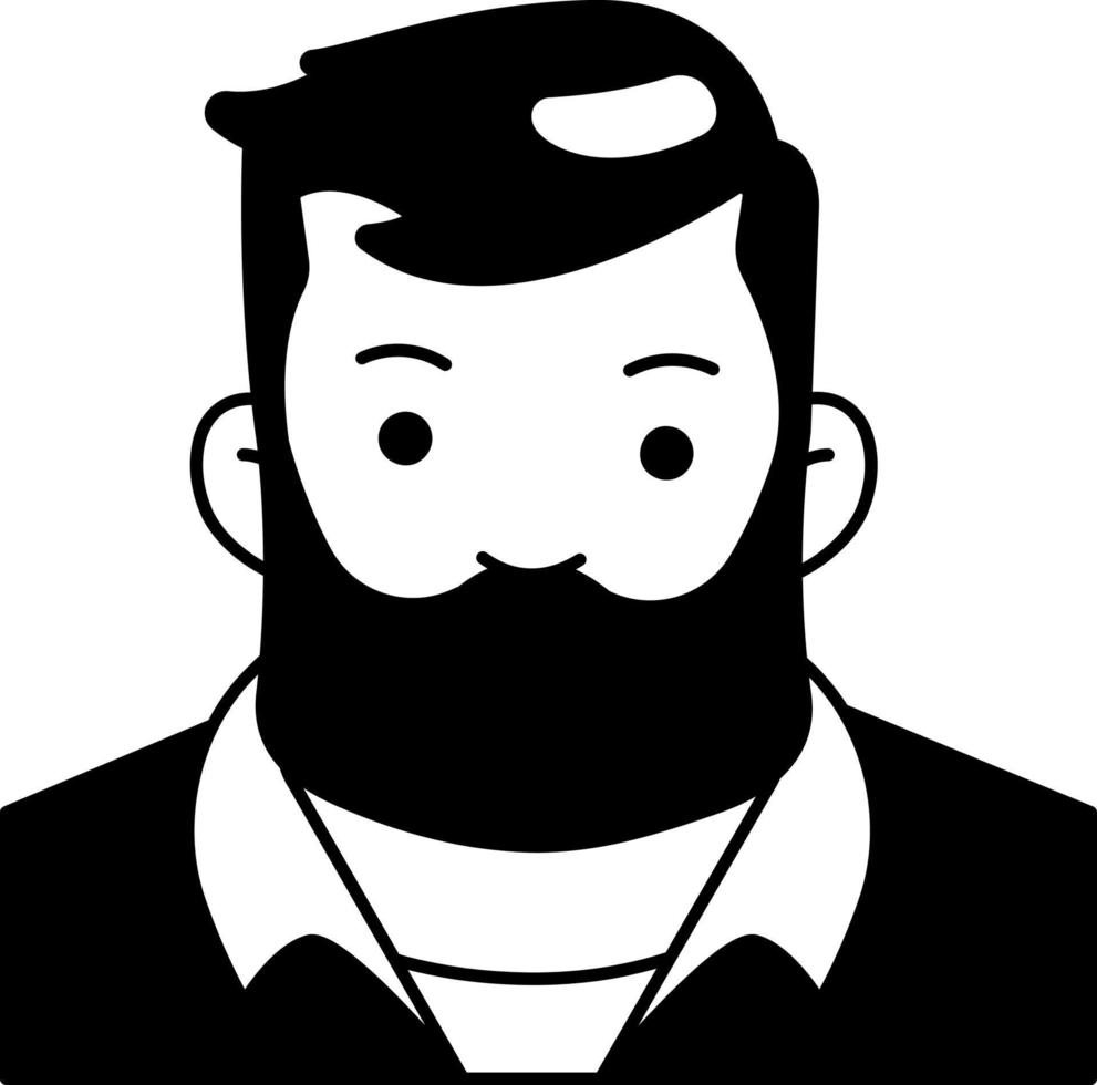 agriculteur homme garçon avatar utilisateur preson gens barbe travail semi-solide noir et blanc style vecteur