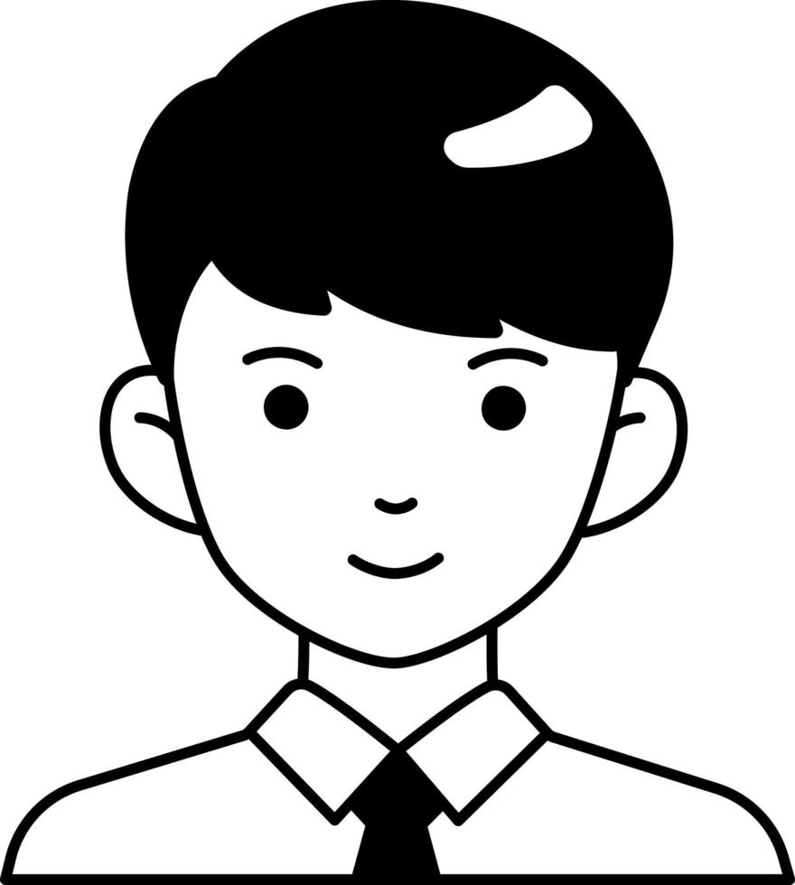 homme d'affaires garçon avatar utilisateur preson gens cravate chemise semi-solide style noir et blanc vecteur