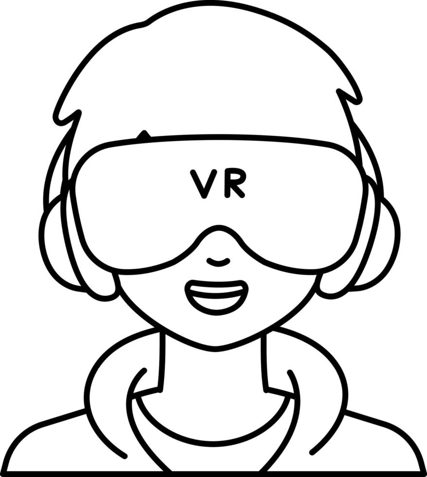 technologie vr étudiant utilisateur homme garçon avatar preson ligne sociale et style de couleur blanche vecteur