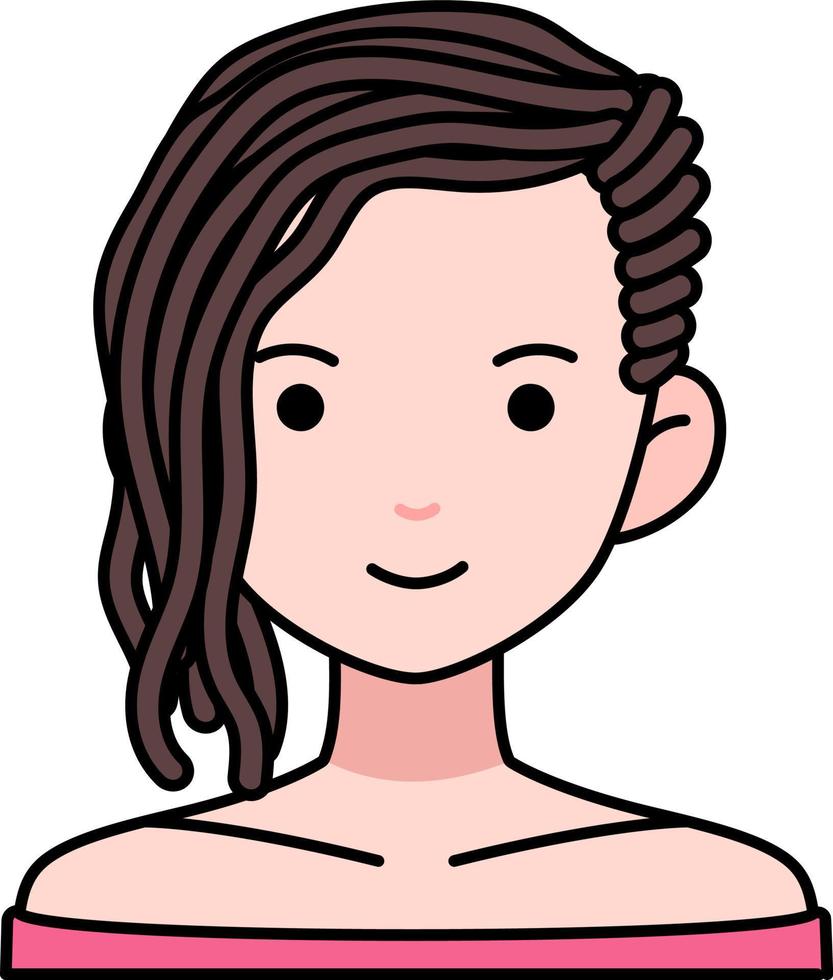 avatar utilisateur femme fille personne gens dreadlock cheveux coloré contour style vecteur