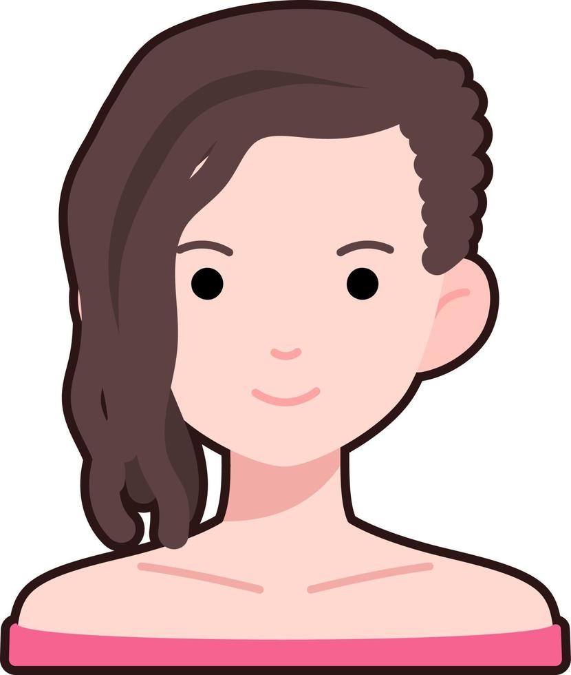 avatar utilisateur femme fille personne gens dreadlock cheveux plat noir contour vecteur